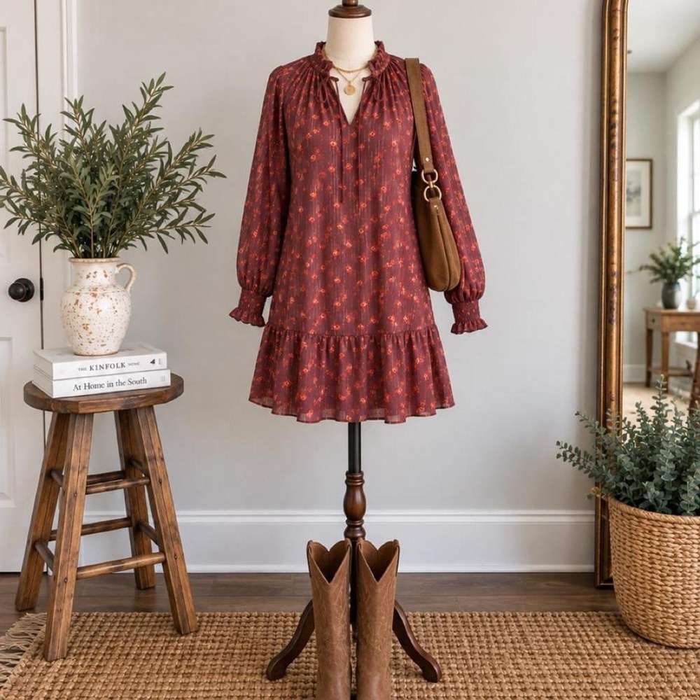 LOFT Petites Floral Ruffle Dress – Size XSP